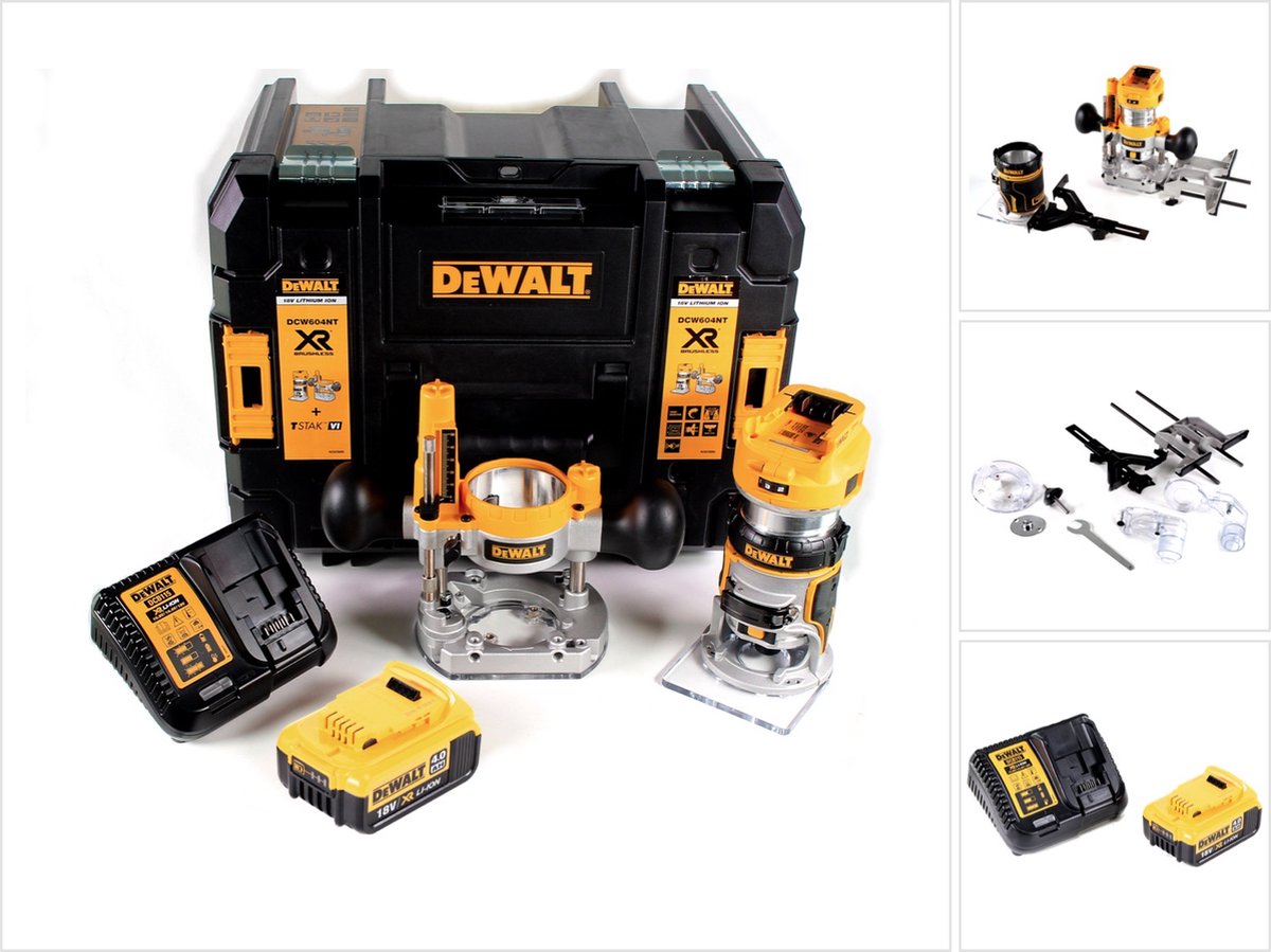 DeWalt DCW 604 M1 accu combifrees 18V 55mm + 1x accu 4.0 Ah + 1x snellader in TSTAK