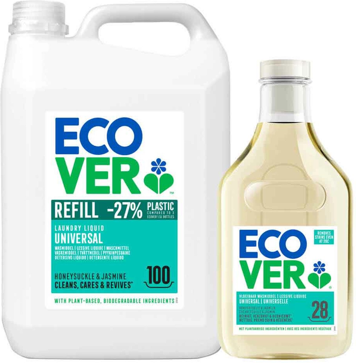 Goedkoopste Ecover Wasmiddel Universeel - 5L 1,43L - 100/28 Wasbeurten - Voordeelverpakking