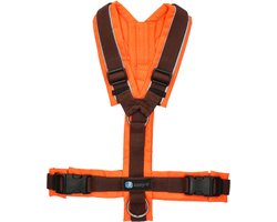 AnnyX Hondentuig - Y-tuig - Reflecterend - Bruin/Neonoranje - maat XS - Borstomvang 43-52cm - Gewicht hond 6 -12 kg
