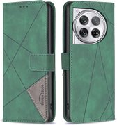BINFEN Geometric Book Case - Geschikt voor OnePlus 12 Hoesje - Groen