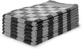 Set de Essuies de vaisselle Block Zwart - 65x65 - Set de 6 - Carreaux - Torchons Block - 100% coton - Essuies de vaisselle Horeca
