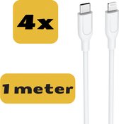 4 pcs - Câble de charge iPhone USB-C Lightning - 1 mètre - 12 / 12 PRO / 12 PRO MAX / 11 / 11 PRO (MAX) / XS / XR / X / iPhone 8/8 Plus/ iPhone SE / 6 / 5 / 5SE - qualité premium - Câble de charge - blanc