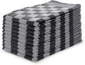Set de Essuies de vaisselle Blok Zwart - 65x65 - Set de 10 - Carreaux - Bloc serviettes - 100% coton - Essuies de vaisselle Horeca