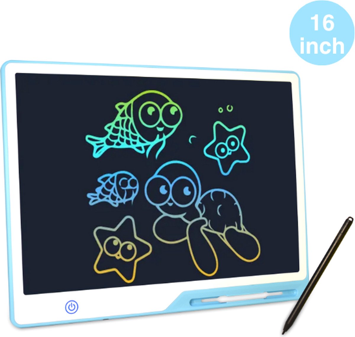 Tekenbord kinderen Kiraal - Tekentablet - LCD Tekentablet kinderen - Grafische tablet kinderen - Kindertablet Blauw - 16 inch