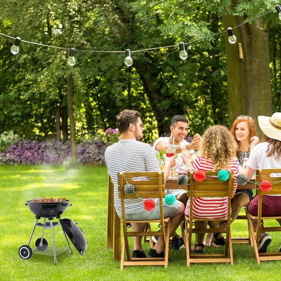 houtskool bbq met deksel, plateau & as opvangschaal, tuin & camping, grill ∅ 40 cm, houtskoolbarbecue, zwart van Pronti — afbeelding 2