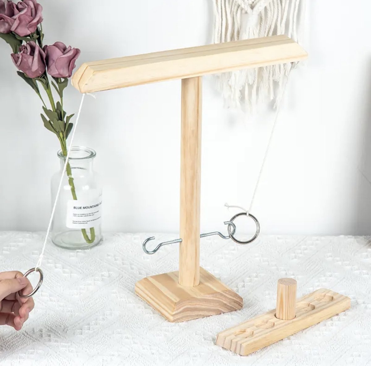 Jeu De Lancer D'Anneaux Crochet En Bois Luxe – Ring Hook Toss Battle Pour Fêtes & Famille