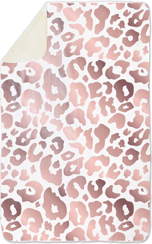 Fleecedeken Panter roze, 96x146cm, Polyester Sherpa, deken met print