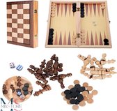 MS MixStore® - Schaak-backgammon - Houten schaakbord - Opklapbaar - klapcassette hout