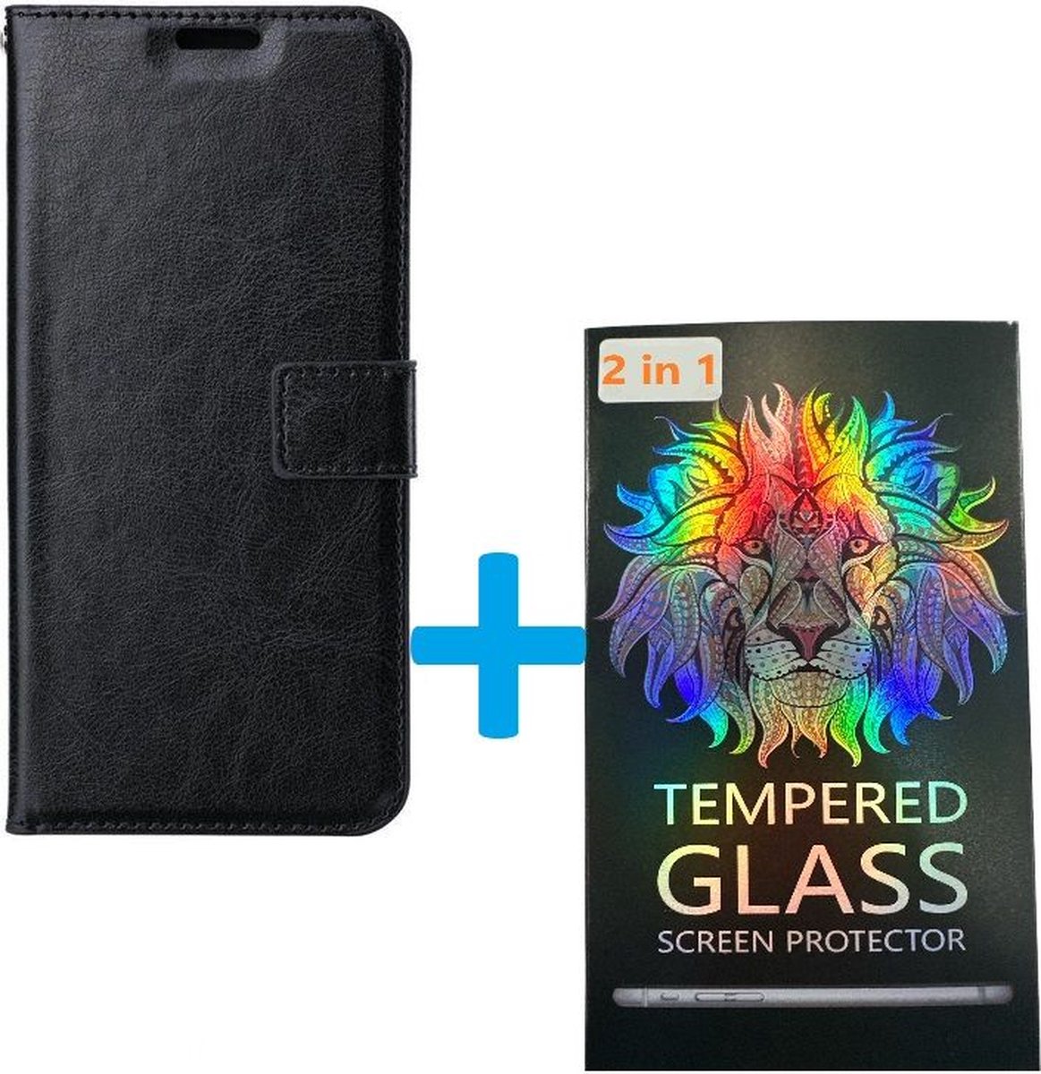 Portemonnee Book Case Hoesje + 2 Pack Glas Geschikt voor: Samsung Galaxy A35 - Zwart