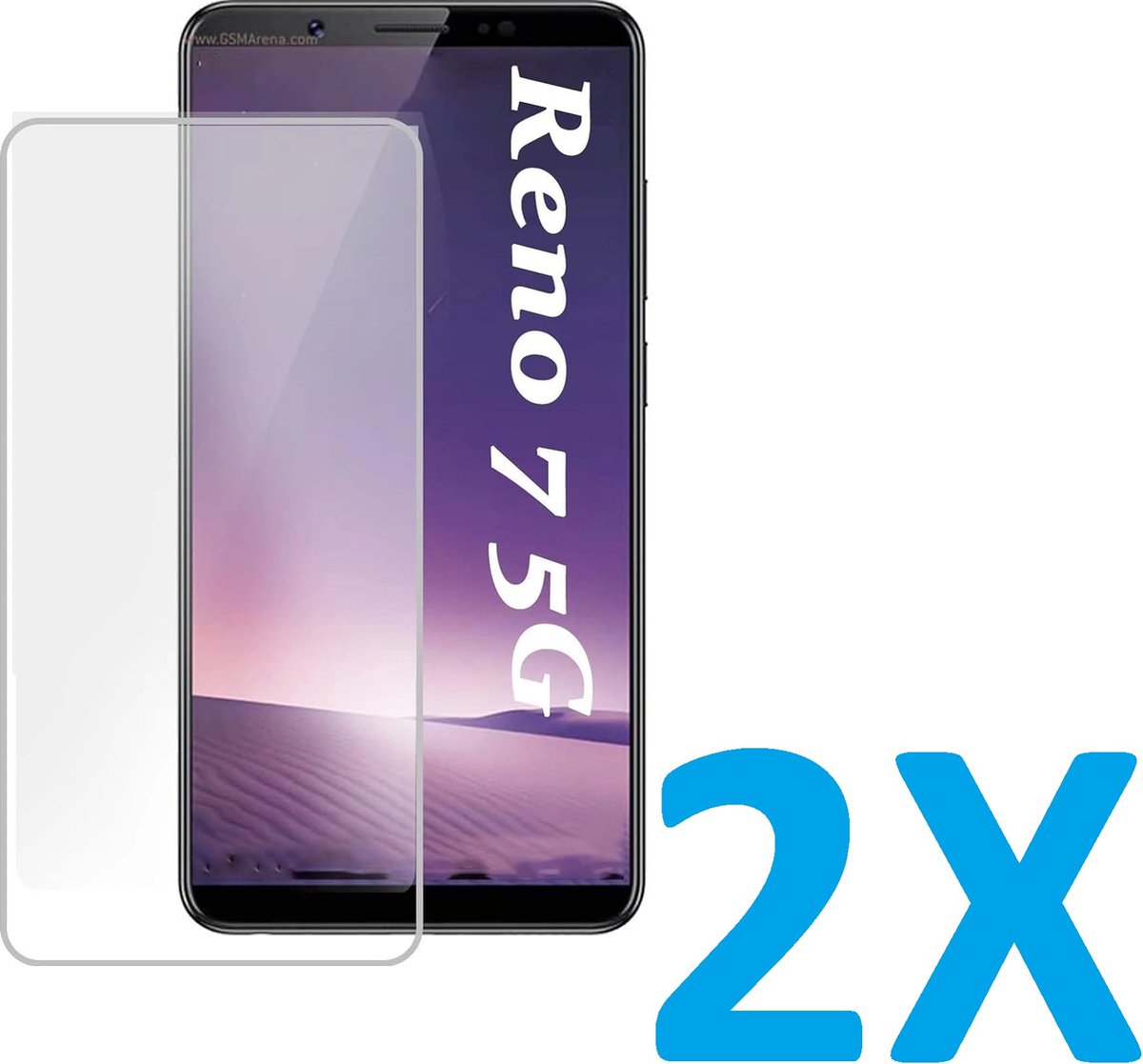 Screenprotector Glas - Tempered Glass Screen Protector Geschikt voor: OPPO Reno 7 5G - 2x