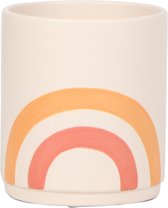 Kolibri Home | Rainbow peach bloempot - Crème keramieken sierpot met print