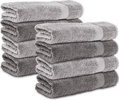 Komfortec handdoeken – Set van 8 - Badhanddoek 50x100 cm - 100% Katoen - Antracietgrijs&Grijs