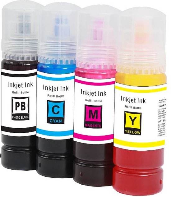 Geschikt inkt Epson Ecotank ET-2650 664 t664 navulinkt inktflesjes 4x100 ml Kleur+zwart Huismerk