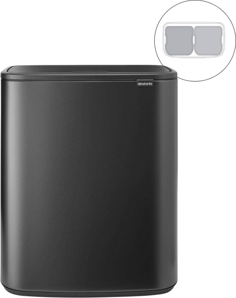 Goedkoopste Brabantia Bo Touch Bin Prullenbak - 2 x 30 liter - Afvalscheiding - Confident Grey