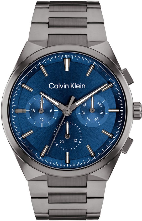 Calvin Klein CK25200443 DISTINGUISH Heren Horloge - Mineraalglas - Staal - Grijs - 44 mm breed - Quartz - Vouw/Vlindersluiting - 3 ATM (spatwater)