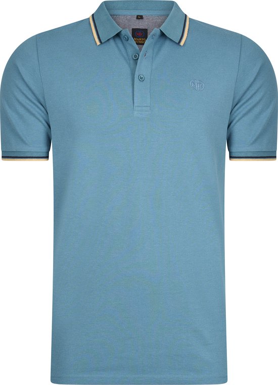 Mario Russo Polo shirt Edward - Polo Shirt Heren - Poloshirts heren - Katoen - 4XL - Steen Blauw