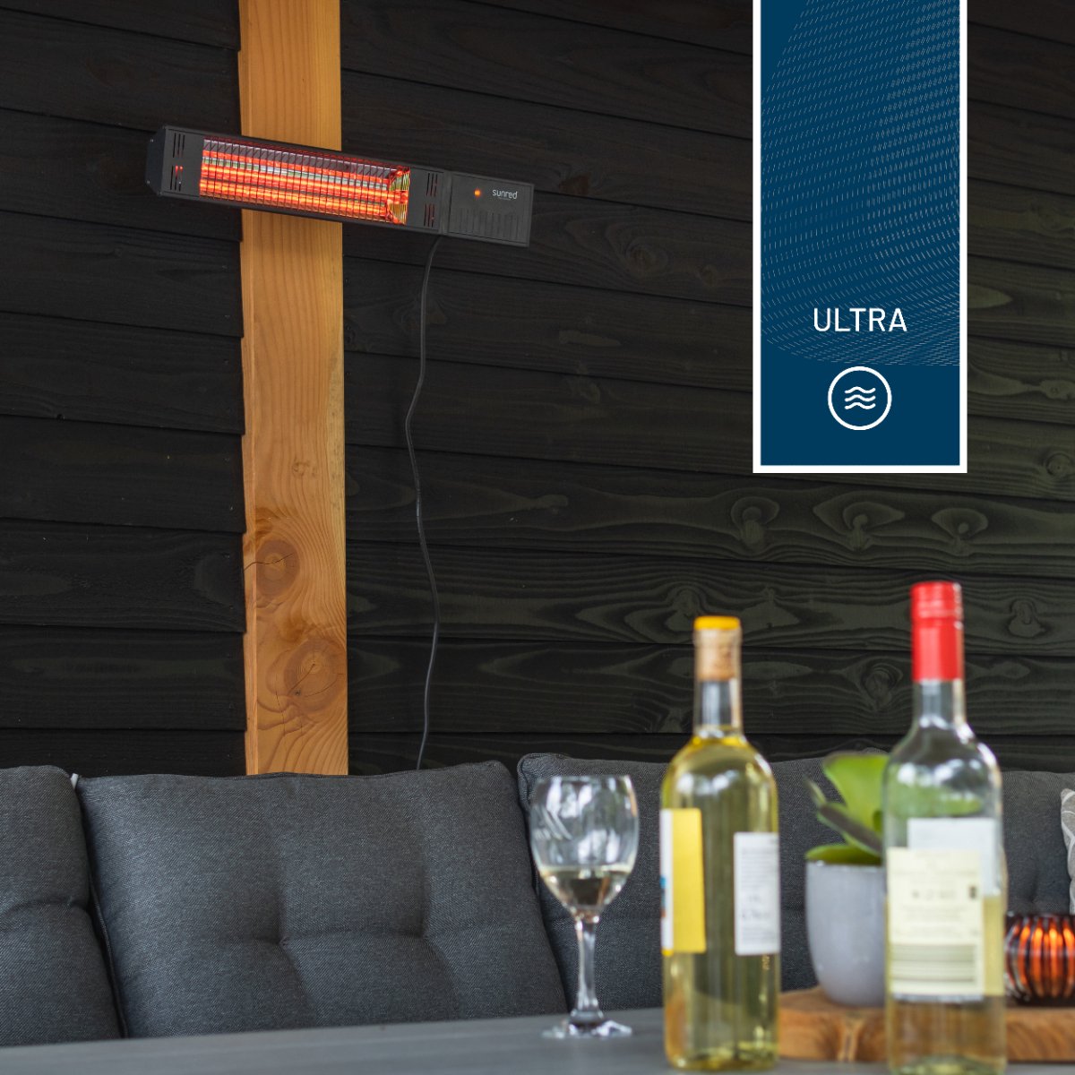Sunred Fortuna Ultra 1500 W - Wall-mounted patio heater - Black