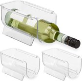 Relaxdays 3x organisateur de bouteilles koelkast - porte-bouteilles empilable - plastique - transparent