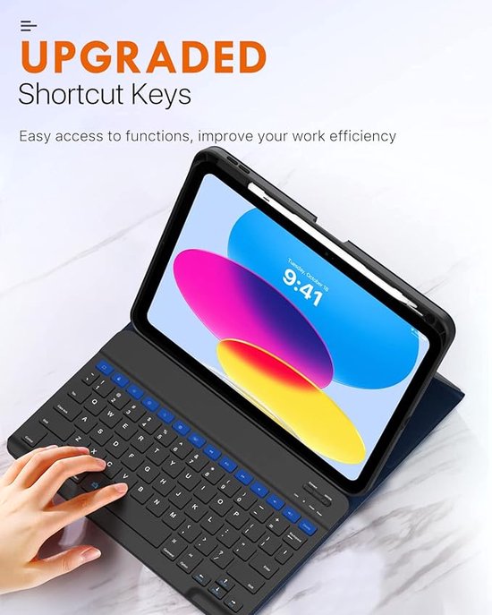 MoKo Toetsenbordhoes Voor IPad 10e Generatie Hoesje Met Toetsenbord Toetsenbord Potloodhouder Afneembaar Bluetooth Meerdere Hoeken Generatie 2243577276