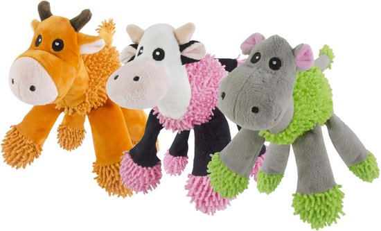 Fuzzle Koe – Knuffel – Knuffels hond – Speelgoed hond – Hondenknuffel – Knuffels dieren – Speelgoed voor hond – Zacht – Met 5 piepers