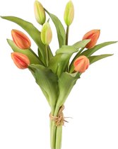 Viv! Home Luxuries - Tulpen boeket - 7 stuks - kunststof bloem - perzik - 32cm