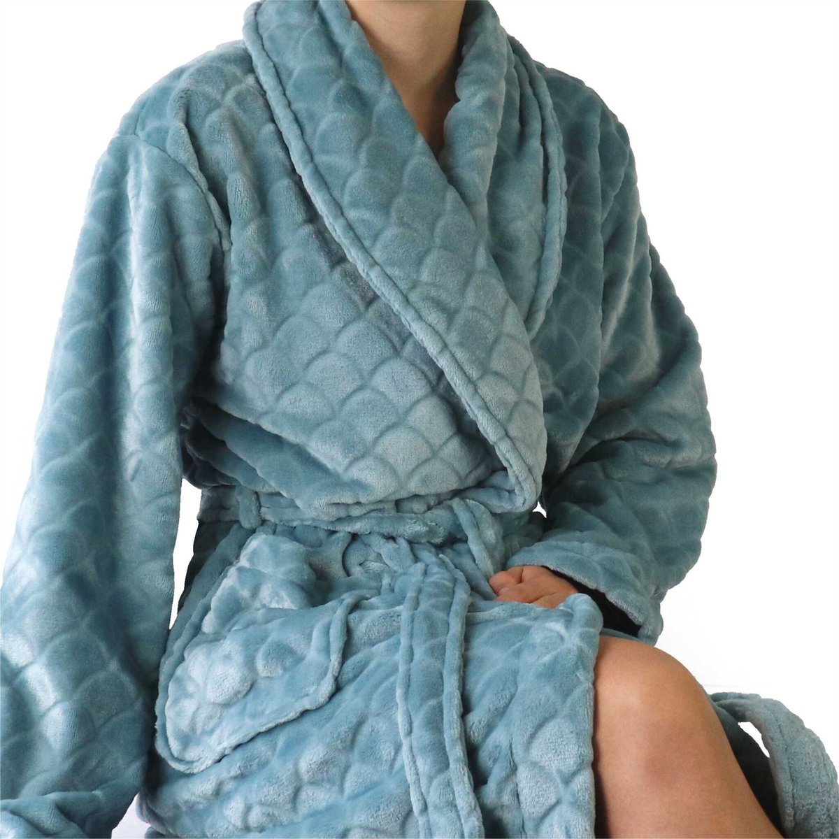Tenderness Dames Ochtendjas - Fleece - Petrol Blauw - Maat L op Prijzenvolger.com