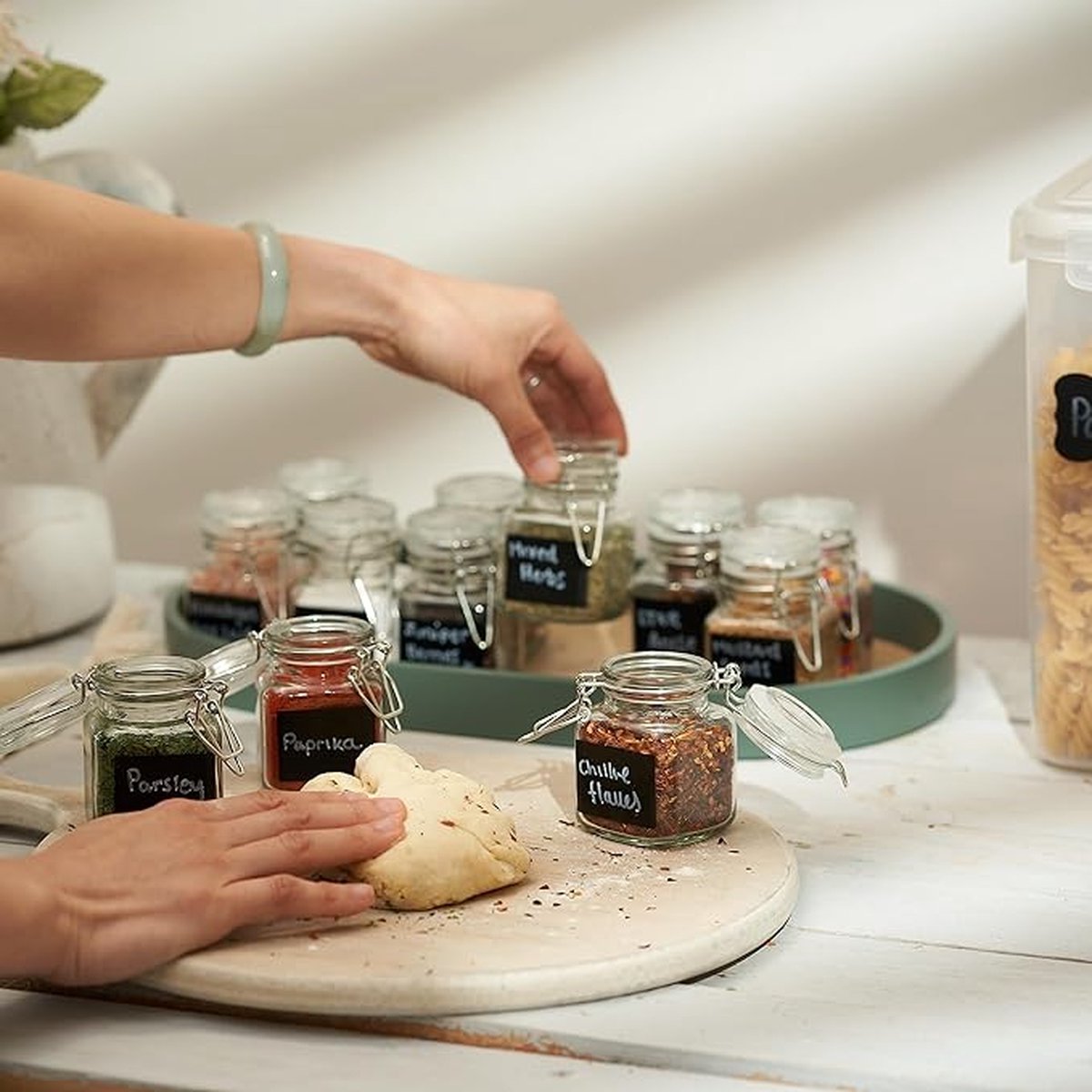 kruidenpotjes - potjes met deksel / opslag van kruiden en specerijen 12pcs