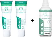 ELMEX Sensitive - Paquet - 2 x Dentifrice & Bain de bouche Clean & Fresh 400 ml