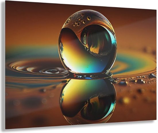 Glasschilderij reflecterend water 90x60 CM - Inclusief montagemateriaal