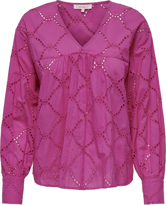 Foto: Only onldora gellar ls v neck emb top wvn dames top maat l