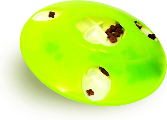 Catit Play Treat Spinner 19.5 x 19.5 x 5.8 cm - Kattenspeelgoed - Wit Groen