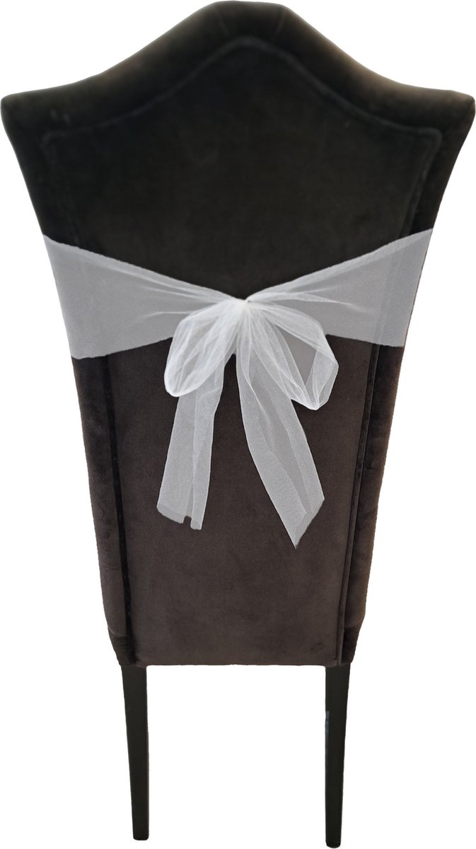 Hobby/decoratie witte tule stof - 3x - op rol - 15 cm x 9 meter - Gaatjesstof mesh stof - Witte cadeaulinten - Strikken maken