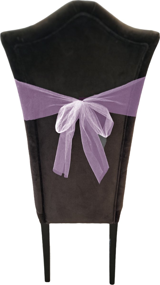 Tule stof op rol - 3x - lilapaars - 30cm x 9meter - Organza/mesh decoratie stoffen