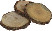 Boomschijven onderzetters voor glazen - hout - 12x - D10 cm - rond - gelakt