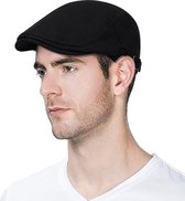 WiseGoods Bakersboy Flat Cap for Men - Ajustable - Exclusive Casquette Gavroche / Casquette Plate pour Adultes - Zwart