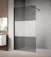 Badplaats Paroi de douche Rizani 100 cm x 200 cm - Zwart - Douche à l'italienne 8 mm avec Demi Verre Lait