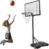 Poteau de basket extérieur – Anneau de basket avec support – Poteau de basket pour Enfants – Poteau de basket réglable – 73 x 53 x 246 cm – Panneau Zwart