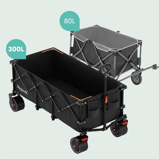 LifeGoods Bolderkar - XXL - Opvouwbaar - 300L - 150KG Draagkracht - Zwart van LifeGoods — afbeelding 5