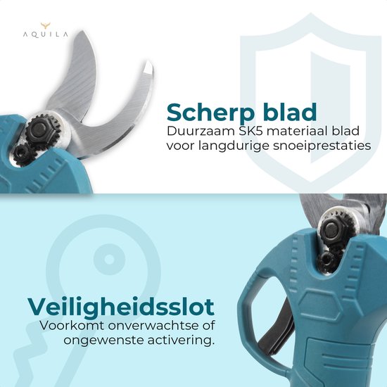 Aquila Elektrische Snoeischaar met 2x 2000 mAh Accu - Electrische Takkenschaar tot 32mm Snijdiameter - Tuinschaar & Snoeizaag - Haagschaar - Incl Koffer van Aquila — afbeelding 3