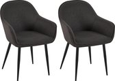 CLP Boise Set de 2 Chaises de salle à manger - Tissu noir