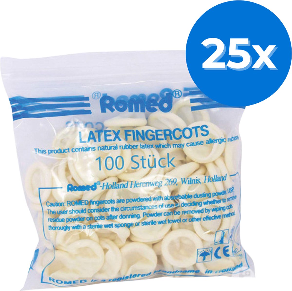 Goedkoopste Romed latex vingercondooms large - Set van 25 doosjes Romed