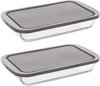 5Five Plat à four en verre borosilicate avec couvercle - 2x - rectangle - 1,6 Litre - 29 x 18 x 5 cm