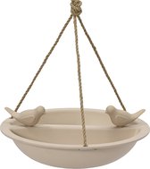 Decoris Vogelbad/drinkschaal - bamboe hout - beige - D27 cm - voederbak