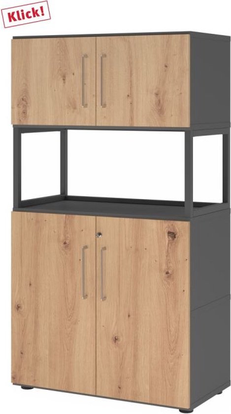 FlexWall | 4 OH | 2x deuren + frame | met verstelbare poten - Grafiet/Essen-Eik
