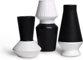 Modern Black and White Geometric Ceramic Vase for Flowers, Set of 3 Decorative Pottery Vases for Home Decoration, Living Room, Office Decor, 21-19-15cm