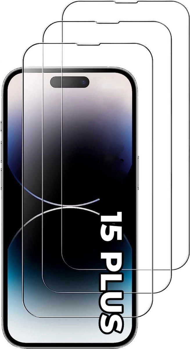 3x Beschermglas - Geschikt voor iPhone 15 Plus - Screenprotector - Plakgarantie