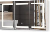 Badkamerkast - Badkamer Spiegel - Badkamerspiegel met verlichting - Badkamerkast met spiegel - Badkamer Spiegelkast - 21 kg - Glas - MDF- Met aanraakschakelaar - Dimbaar - Wit - 100 x 60 x 13 cm