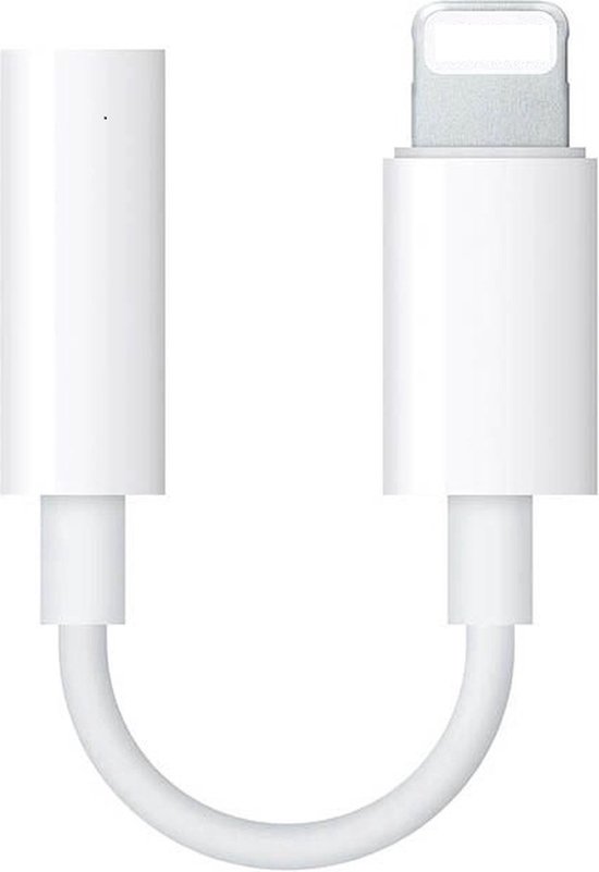 Lightning naar Jack 3,5 mm Adapter - Bedrade koptelefoon of oortjes aansluiten op iPhone 8 / iPhone X / iPhone 11 / iPhone 12 - Apple Lightning naar AUX - wit - Merkloos