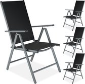 4x chaise de jardin / chaise de jardin en aluminium anthracite - noir 401634