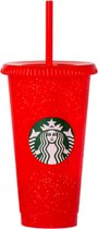Starbucks Cup - Red Glitter Cup - Holiday Cup - Avec paille et couvercle - Glitter Cup - Color Tumbler - Réutilisable - tasse à café glacé - Tasse Milkshake - Édition Limited